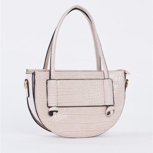 Jillian Croc Embossed Vegan Leather Bag (Stone)